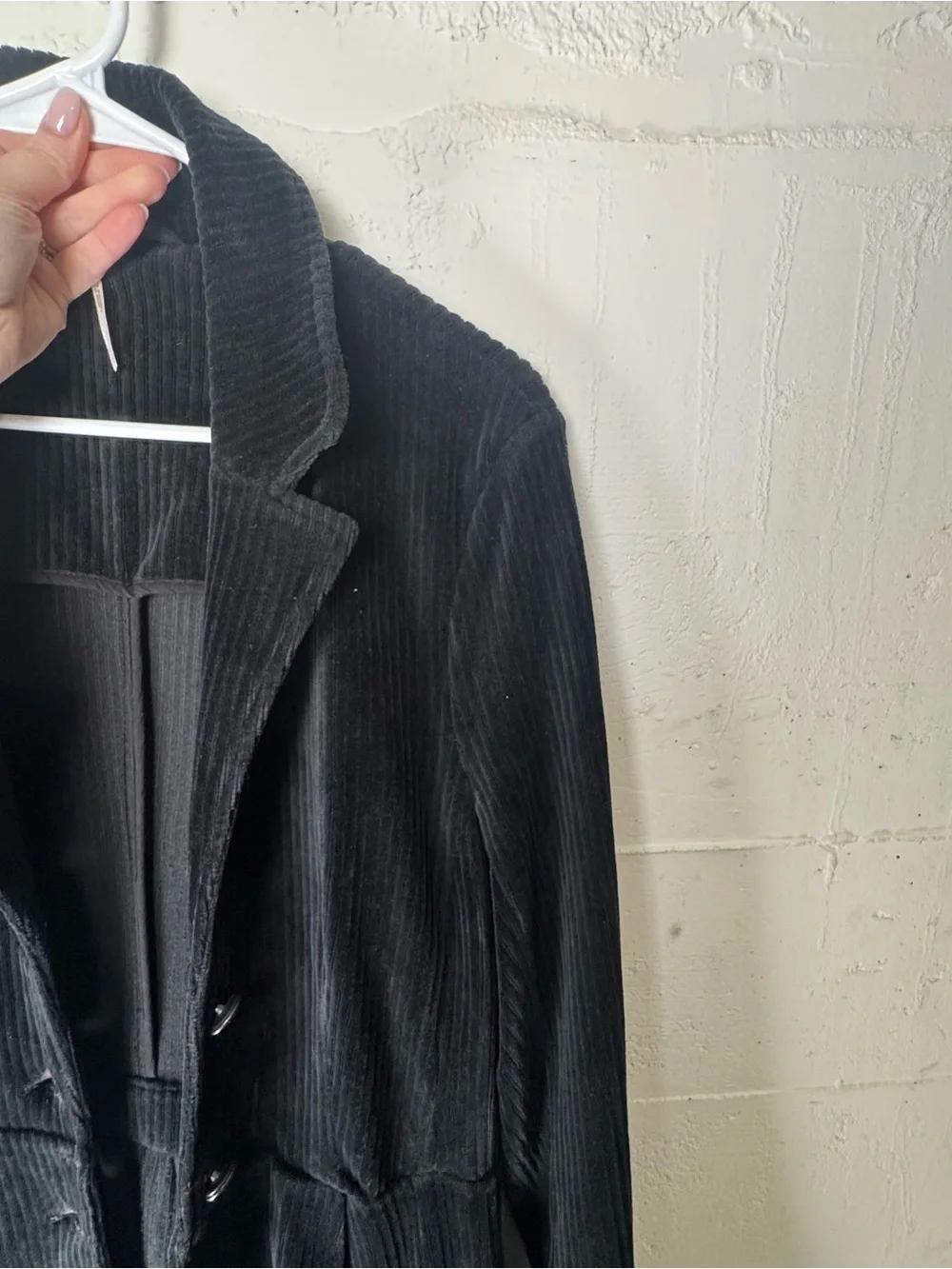 Free People Black‎ Corduroy Ribbed Coat Jacket Rare HTF Whimsigoth Grunge Goth L